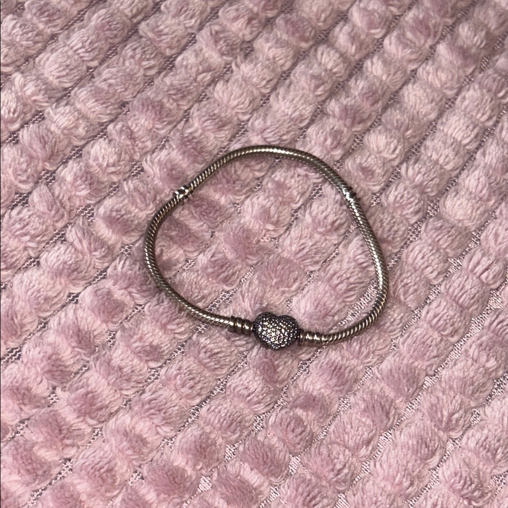 Pandora Silver Bracelet with Diamond Heart Accent